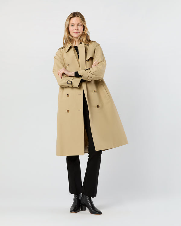 sid mashburn Martine Trench Coat in Khaki Compact Cotton