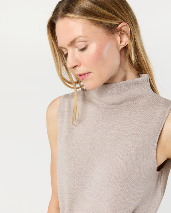 Sid Mashburn Maya Funnel-Neck Dress In Heather Stone Extra Fine Merino Wool