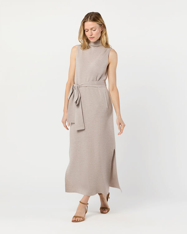 Sid Mashburn Maya Funnel-Neck Dress In Heather Stone Extra Fine Merino Wool