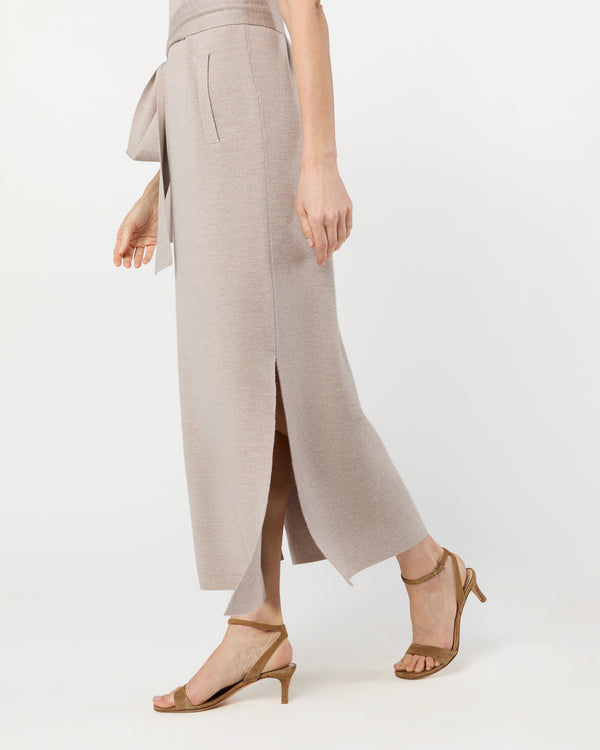 Sid Mashburn Maya Funnel-Neck Dress In Heather Stone Extra Fine Merino Wool