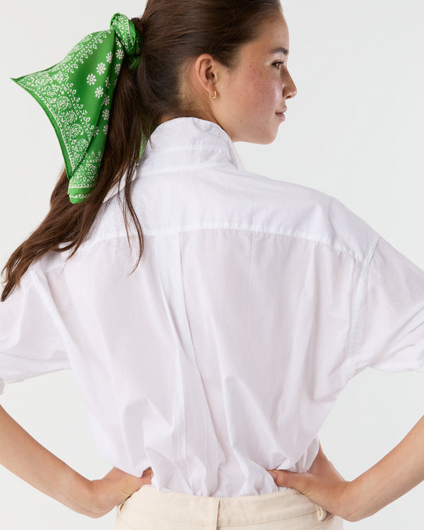 Sid Mashburn Medium Hand-Rolled Silk Scarf In Avocado/Ivory Floral Bandana