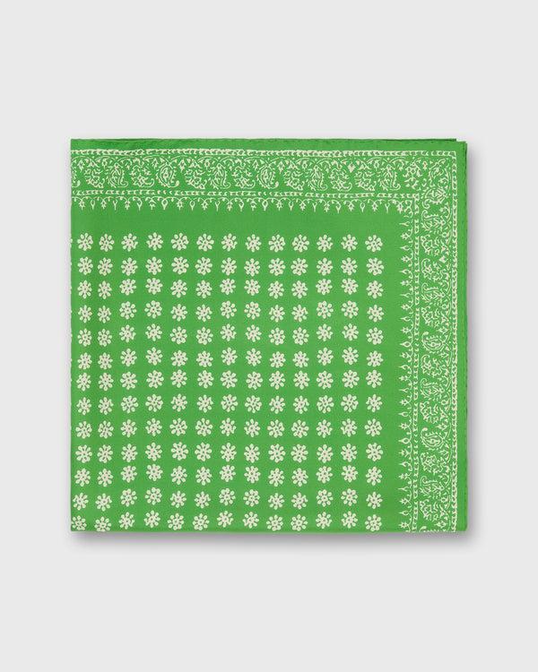 Sid Mashburn Medium Hand-Rolled Silk Scarf In Avocado/Ivory Floral Bandana