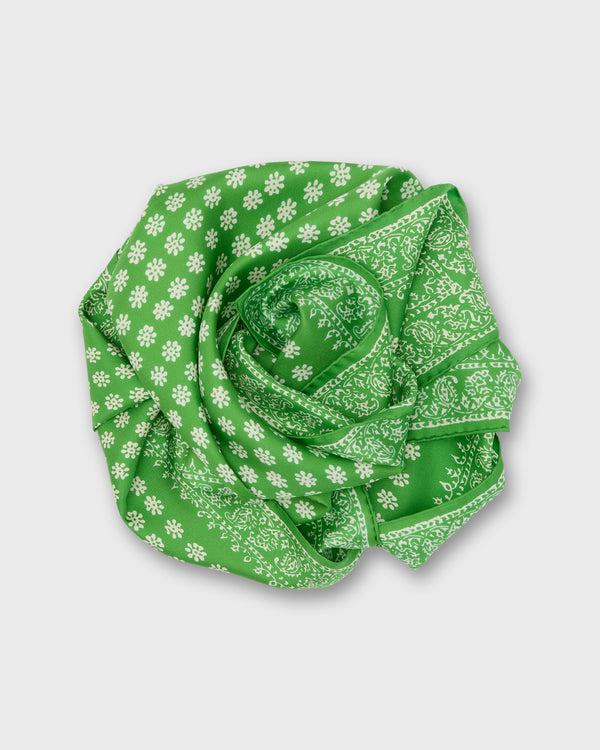sid mashburn Medium Hand-Rolled Silk Scarf in Avocado/Ivory Floral Bandana