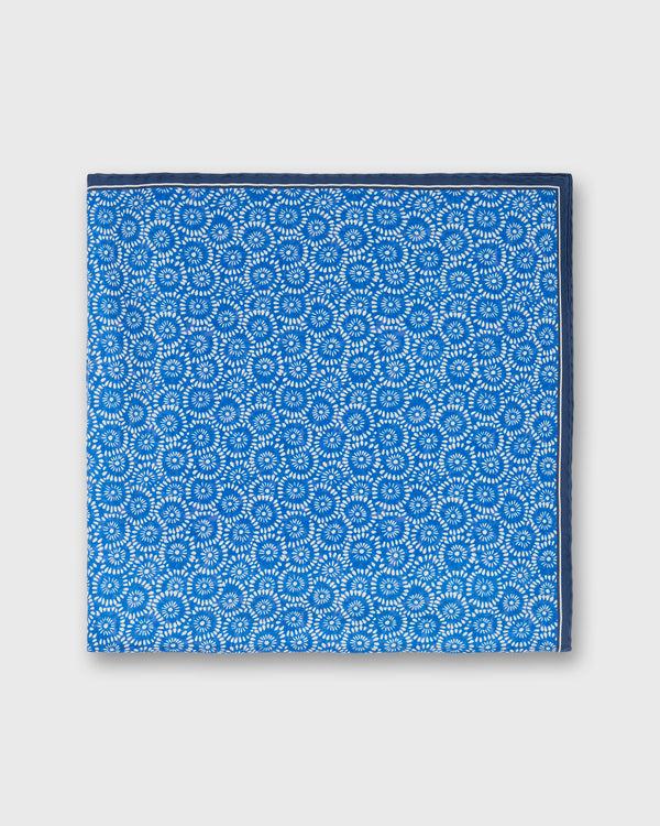 Sid Mashburn Medium Hand-Rolled Silk Scarf In Blue/Ivory Floral Block Print