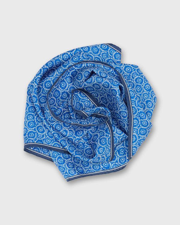 sid mashburn Medium Hand-Rolled Silk Scarf in Blue/Ivory Floral Block Print