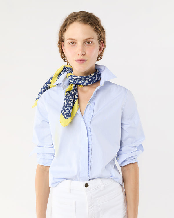 Sid Mashburn Medium Hand-Rolled Silk Scarf In Blue/Yellow Hearts
