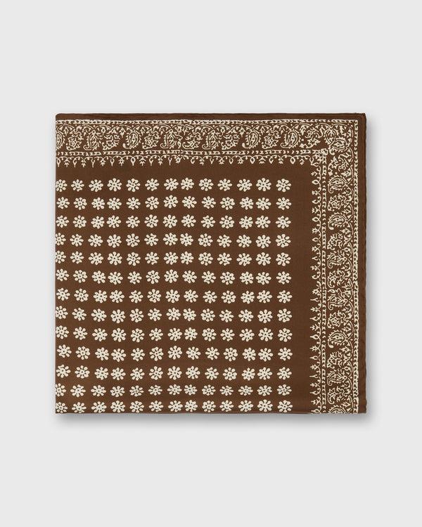 Sid Mashburn Medium Hand-Rolled Silk Scarf In Brown/Ivory Floral Bandana