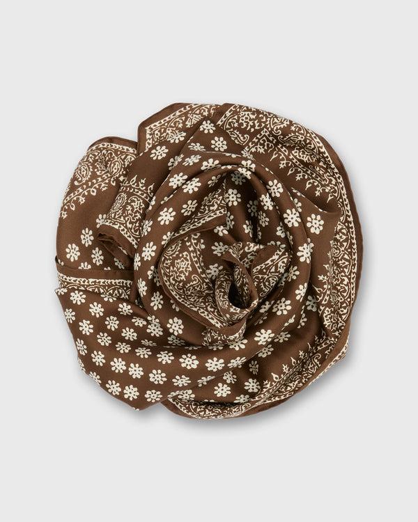 sid mashburn Medium Hand-Rolled Silk Scarf in Brown/Ivory Floral Bandana