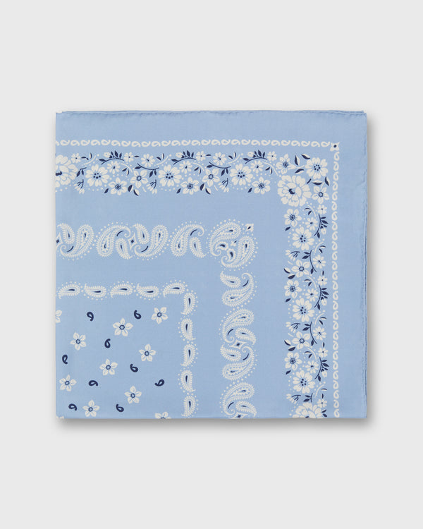 Sid Mashburn Medium Hand-Rolled Silk Scarf In Light Blue Floral Paisley