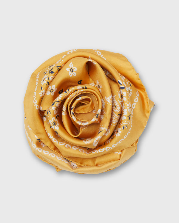 sid mashburn Medium Hand-Rolled Silk Scarf in Marigold Floral Paisley