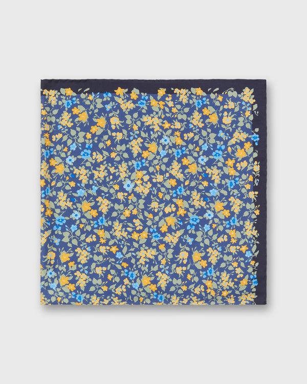 Sid Mashburn Medium Hand-Rolled Silk Scarf In Navy/Marigold/Sage Floral
