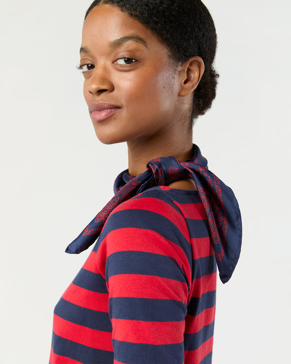 Sid Mashburn Medium Hand-Rolled Silk Scarf In Navy/Red Floral Paisley