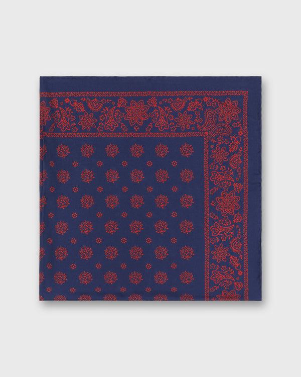 Sid Mashburn Medium Hand-Rolled Silk Scarf In Navy/Red Floral Paisley