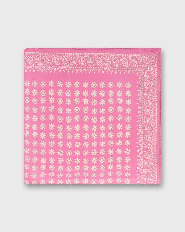 Sid Mashburn Medium Hand-Rolled Silk Scarf In Pink/Ivory Floral Bandana