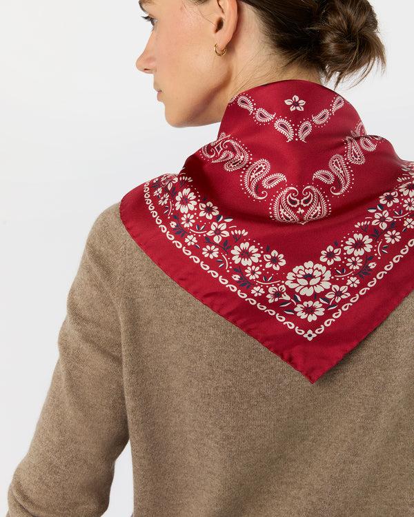 Sid Mashburn Medium Hand-Rolled Silk Scarf In Red Floral Paisley