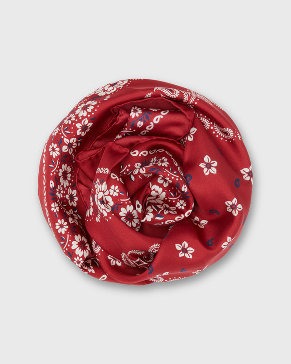 sid mashburn Medium Hand-Rolled Silk Scarf in Red Floral Paisley