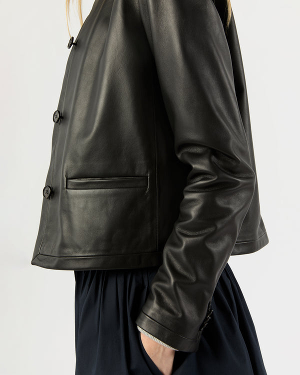 Sid Mashburn Megan Cardigan Jacket In Black Leather