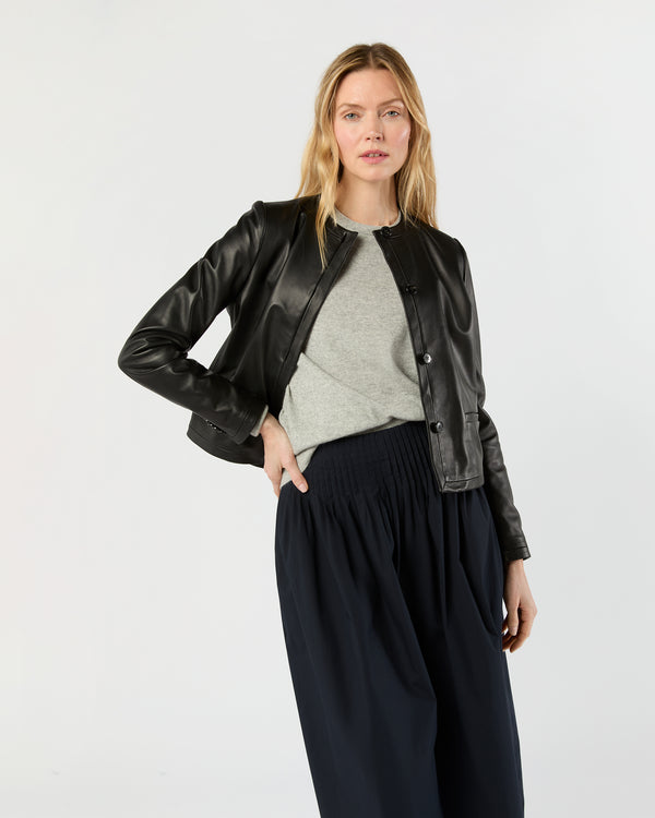 sid mashburn Megan Cardigan Jacket in Black Leather