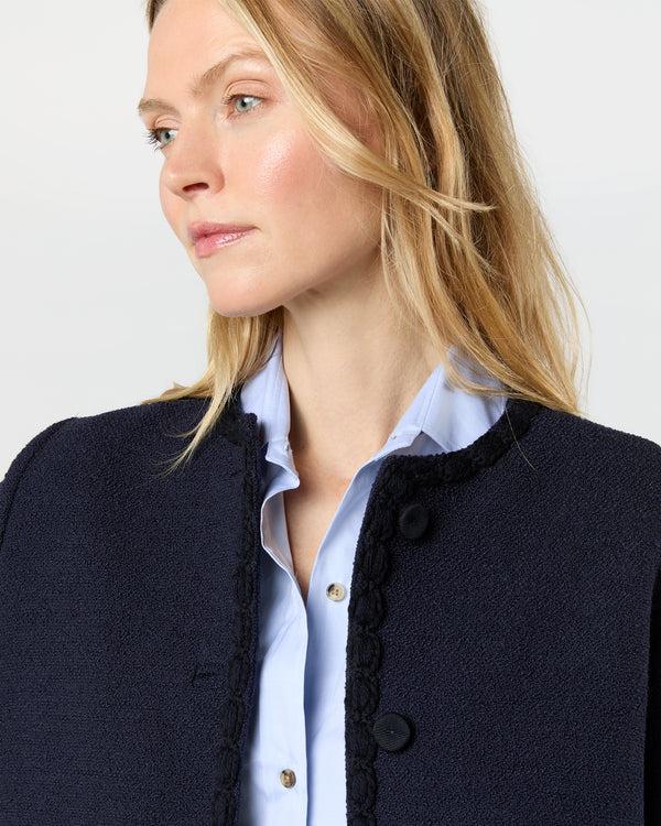 Sid Mashburn Megan Cardigan Jacket In Navy Bouclé Tweed