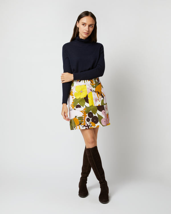 sid mashburn Mini Skirt in Big Flower Rose Heavy Cotton Stretch