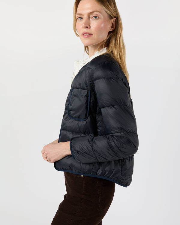 Sid Mashburn Minnie Cashball Puffer Jacket In Navy Nylon