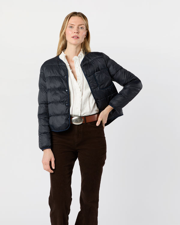 Sid Mashburn Minnie Cashball Puffer Jacket In Navy Nylon