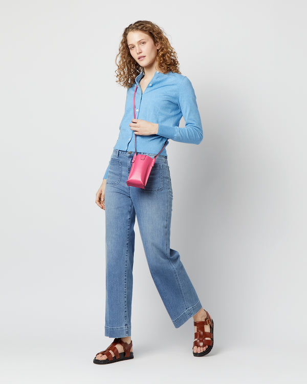 Sid Mashburn Minnie Cell Phone Bag In Hot Pink Leather