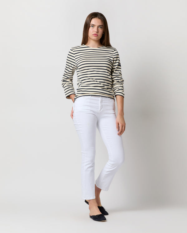 Sid Mashburn Modern Meridien Tee In Ecru/Marine Stripe
