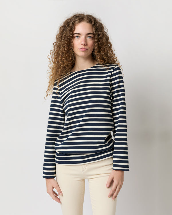 sid mashburn Modern Meridien Tee in Marine/Ecru Stripe