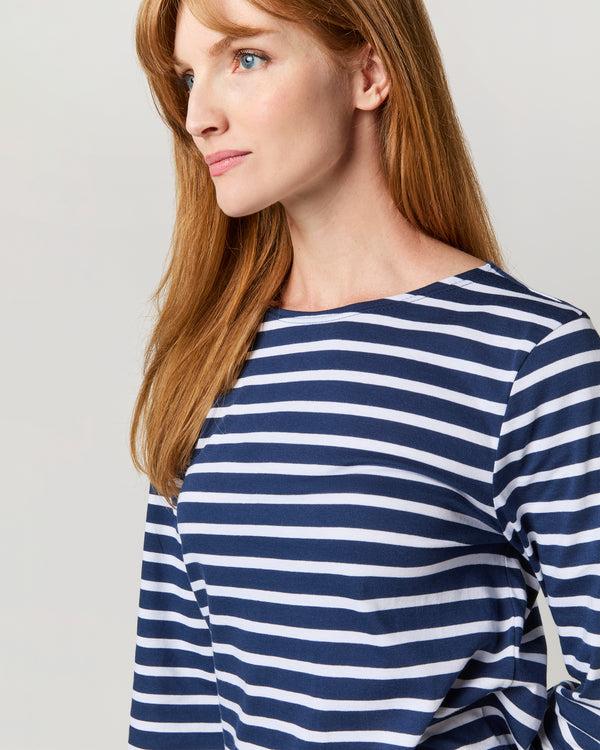 Sid Mashburn Modern Minquiers Tee In Marine/Neige Stripe