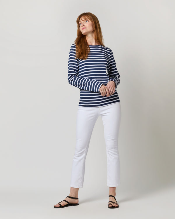 Sid Mashburn Modern Minquiers Tee In Marine/Neige Stripe