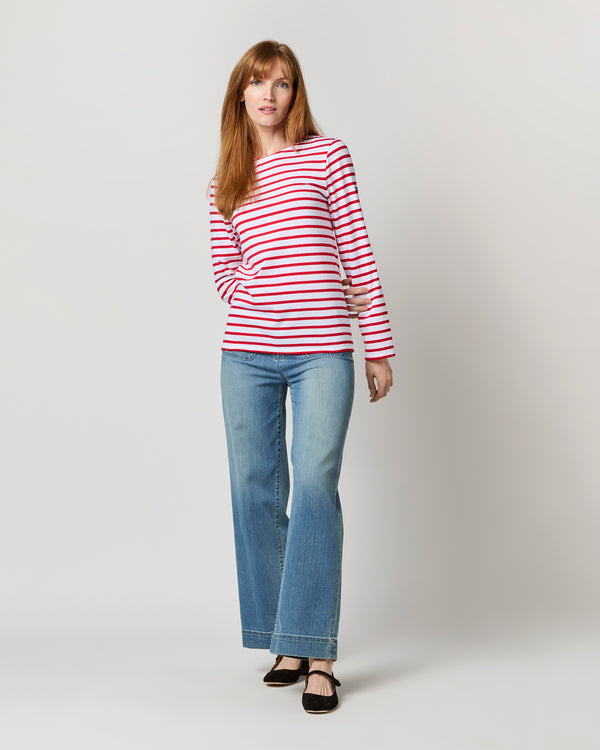 Sid Mashburn Modern Minquiers Tee In Neige/Tulip Stripe