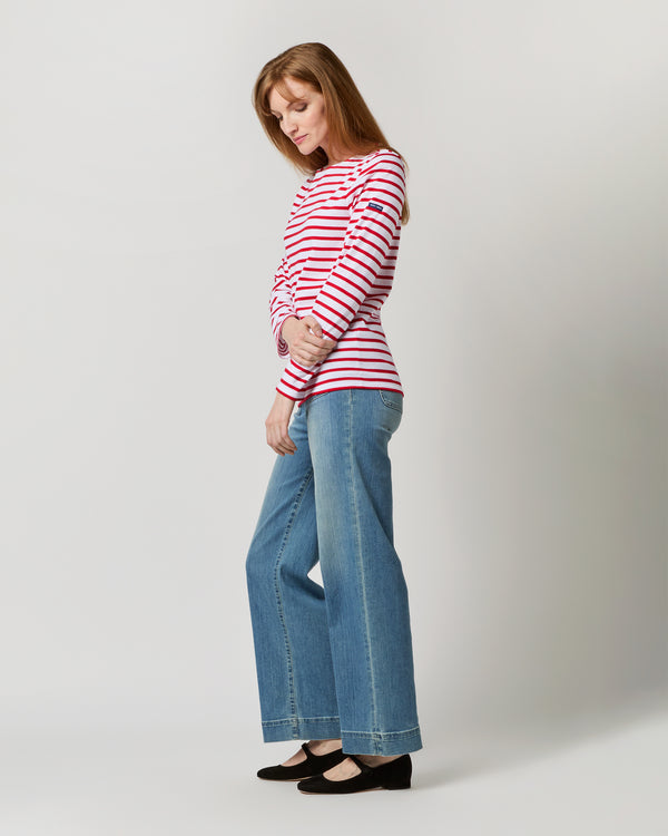 Sid Mashburn Modern Minquiers Tee In Neige/Tulip Stripe