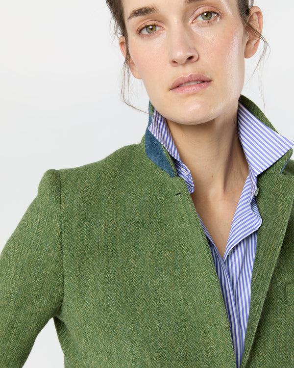 Sid Mashburn Moira Blazer In Green/Multi Herringbone Tweed
