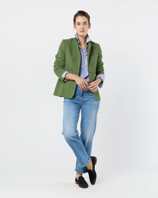 Sid Mashburn Moira Blazer In Green/Multi Herringbone Tweed