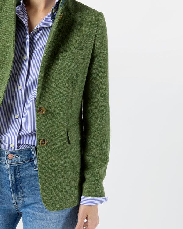 Sid Mashburn Moira Blazer In Green/Multi Herringbone Tweed