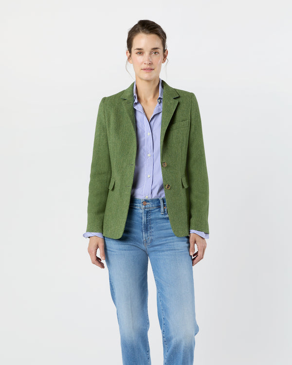 sid mashburn Moira Blazer in Green/Multi Herringbone Tweed