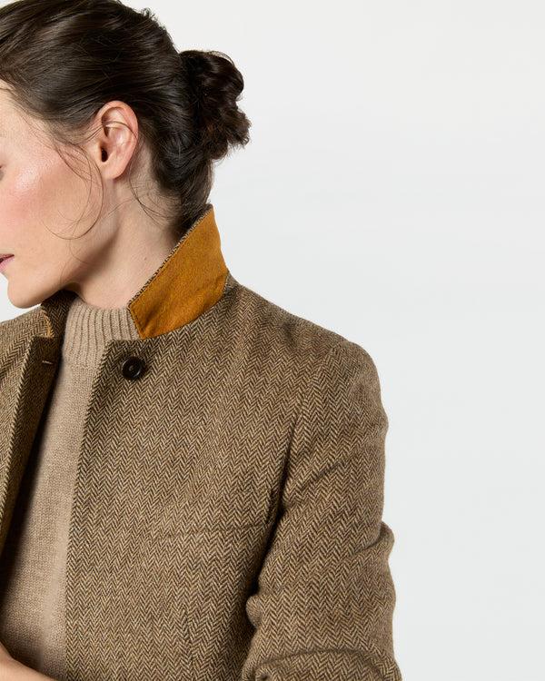 Sid Mashburn Moira Blazer In Tobacco/Coffee Small Herringbone Tweed