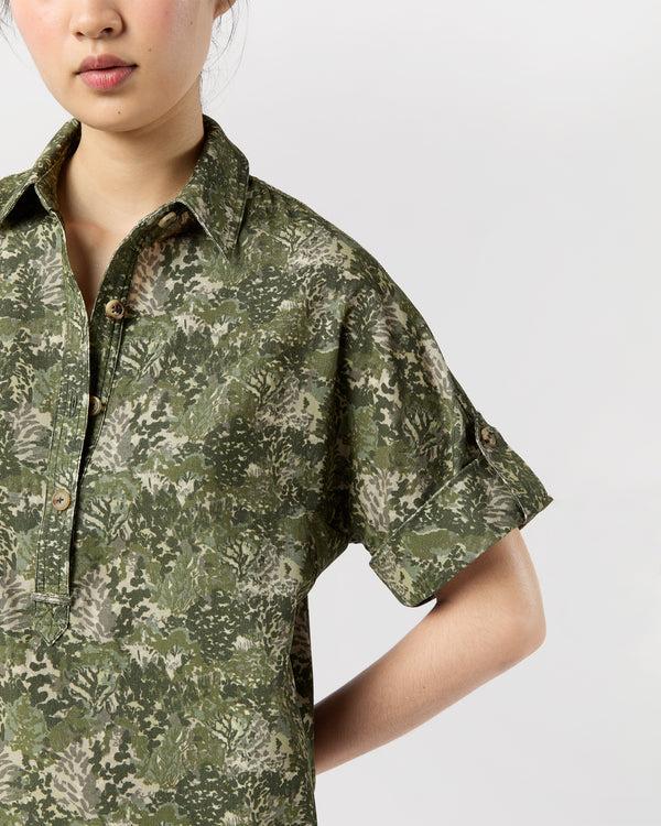 Sid Mashburn Molly Dress In Olive/Multi Harkness Forest Liberty Fabric Cord