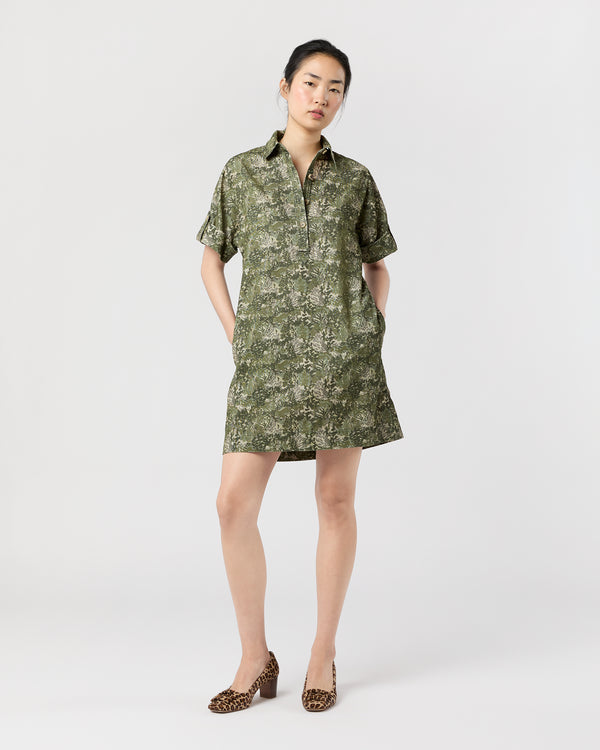 sid mashburn Molly Dress in Olive/Multi Harkness Forest Liberty Fabric Cord