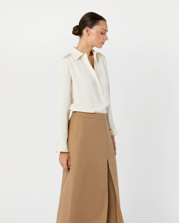 Sid Mashburn Natalia Blouse In Ivory Silk Crepe De Chine