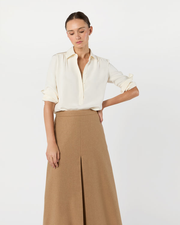 sid mashburn Natalia Blouse in Ivory Silk Crepe de Chine
