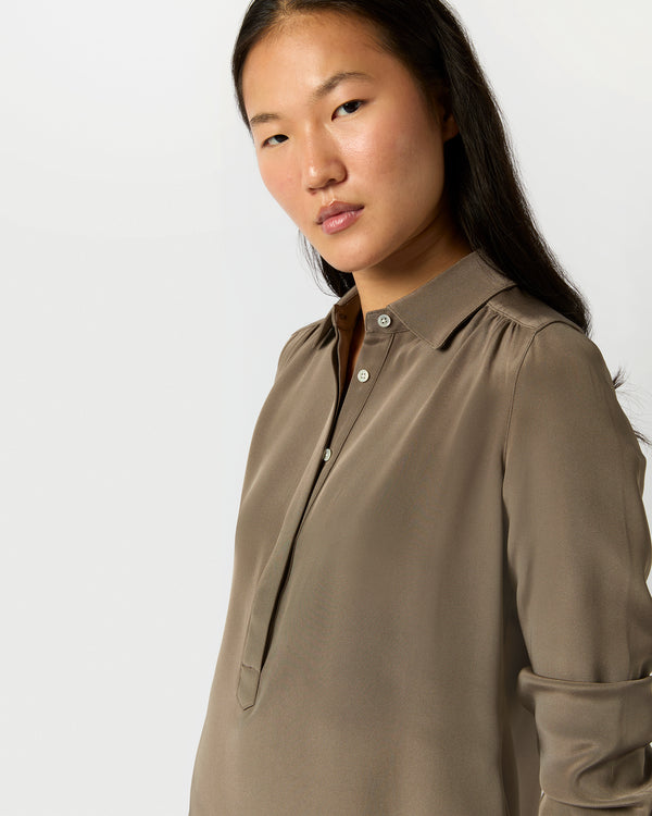 Sid Mashburn Natalia Blouse In Mink Silk Crepe De Chine