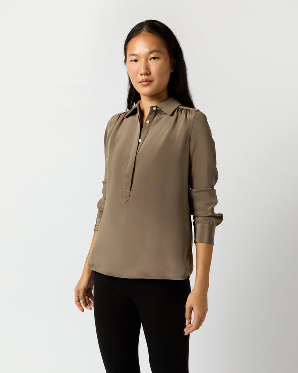 sid mashburn Natalia Blouse in Mink Silk Crepe de Chine