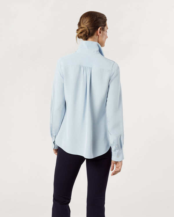 Sid Mashburn Natalia Blouse In Pale Blue Silk Crepe De Chine