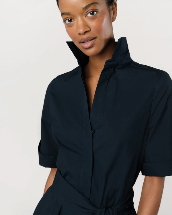 Sid Mashburn Nathalie Dress In Navy Paperweight Stretch Poplin