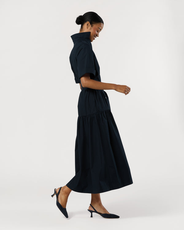 Sid Mashburn Nathalie Dress In Navy Paperweight Stretch Poplin