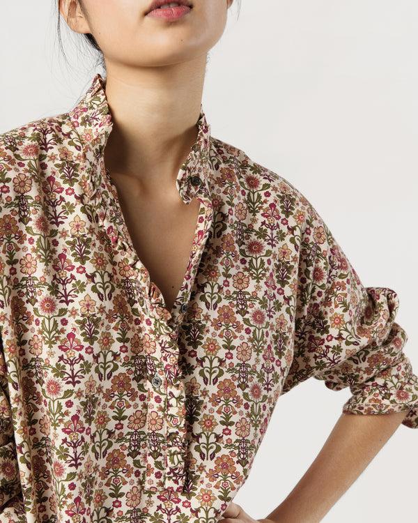 Sid Mashburn Nicky Popover Shirtdress In Ivory/Olive Marlow Liberty Fabric Cotton/W