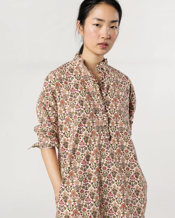 Sid Mashburn Nicky Popover Shirtdress In Ivory/Olive Marlow Liberty Fabric Cotton/W