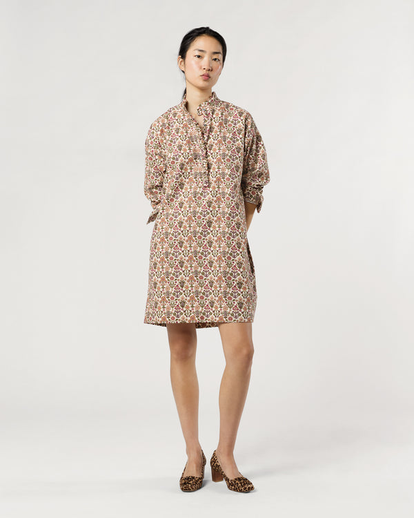 Sid Mashburn Nicky Popover Shirtdress In Ivory/Olive Marlow Liberty Fabric Cotton/W